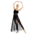 thumbnail image 4 of Sequined Mesh Maxi Lyrical Dance Dress High Split Halter Ballet Dance Leotard, 4 of 7