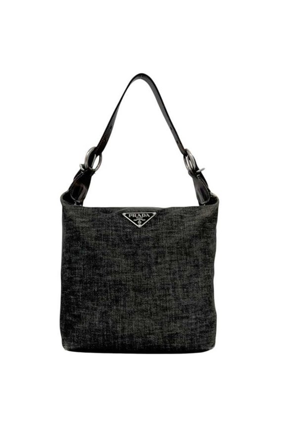 Pre-Owned Prada Grey Black Denim Leather PRADA