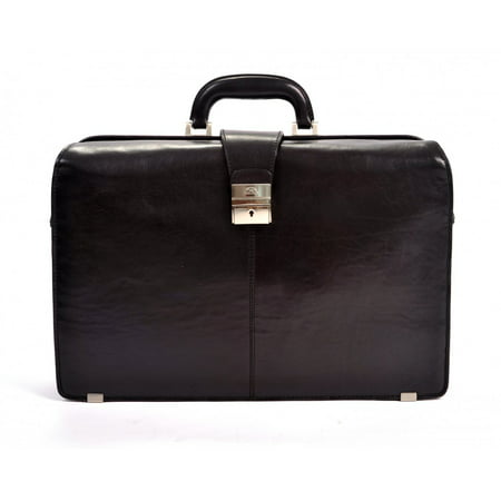 Mens Leather Lawyers Laptop Briefcase Top Handle Italian Leather by Tony Perotti