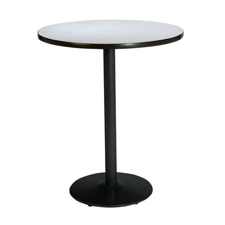 Kfi 30 Round Pedestal Table With Grey Nebula Top Black Base Bistro Height