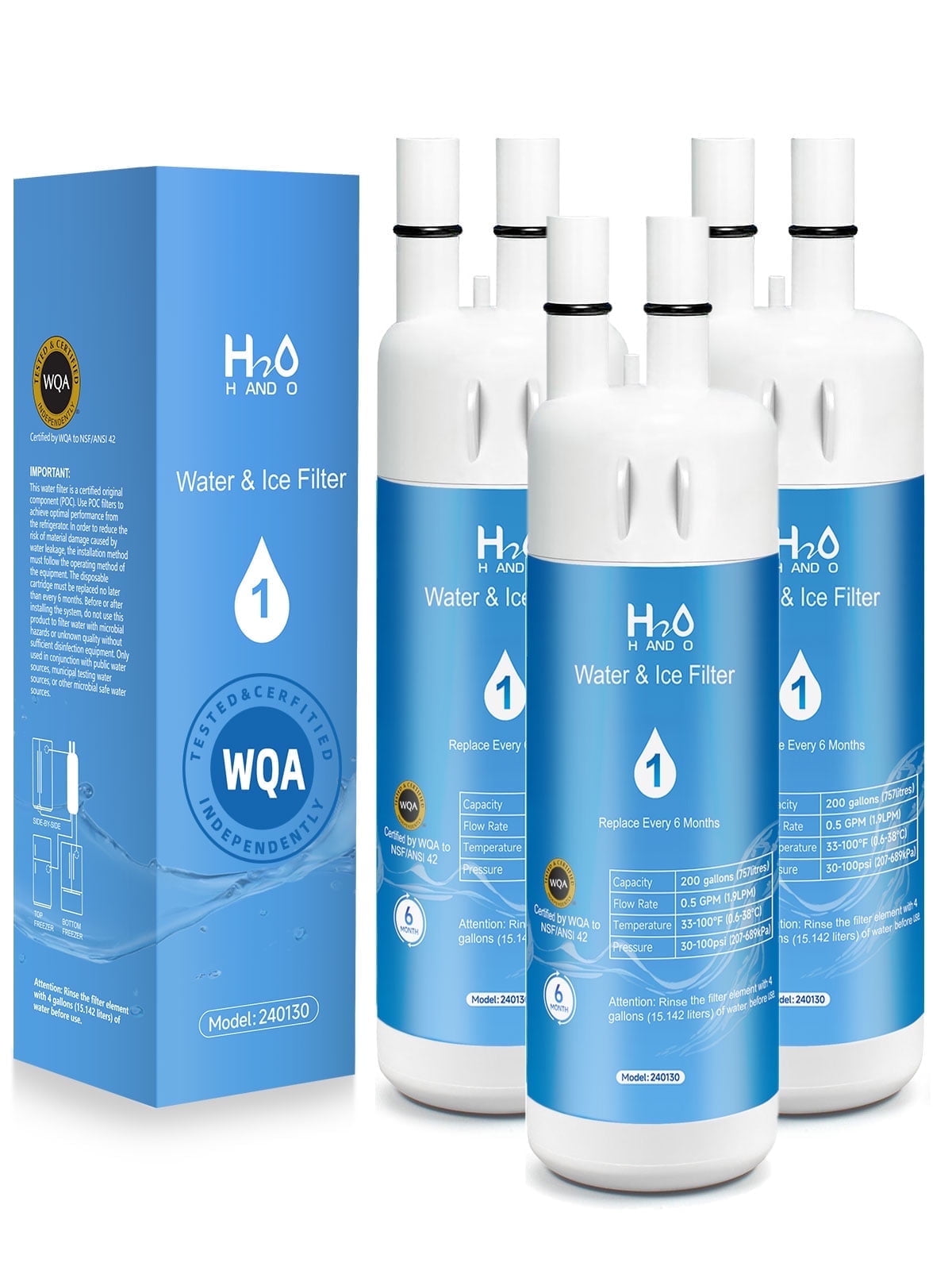 AQUACREST LT500P Refrigerator Water Filter | 3-Pack Compatible With LG & Kenmore Models | NSF 42 Certified For Cleaner Water