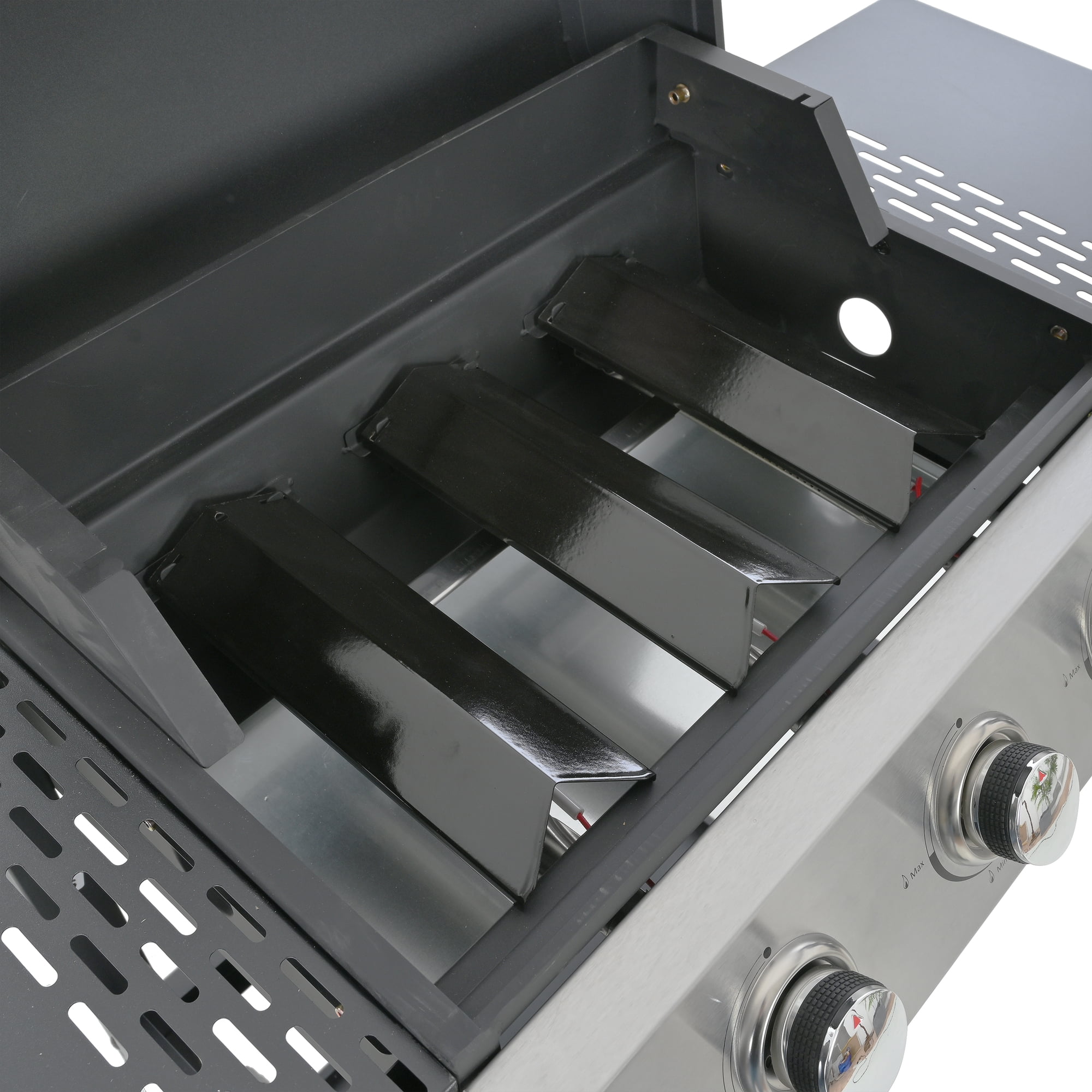 HQZX 3-Burner Propane Gas Outdoor Stainless Steel Grill with 2 Racks, for Camping and Garden