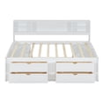 thumbnail image 3 of Full Size Solid Wood Bed Frame with 2 Bedside Cabinets, Upper Shelves and 4 Drawers, Platform Bed Frame, Mid Century Bedframe, Wood Daybed, Wood Foundation(White, Full), 3 of 9