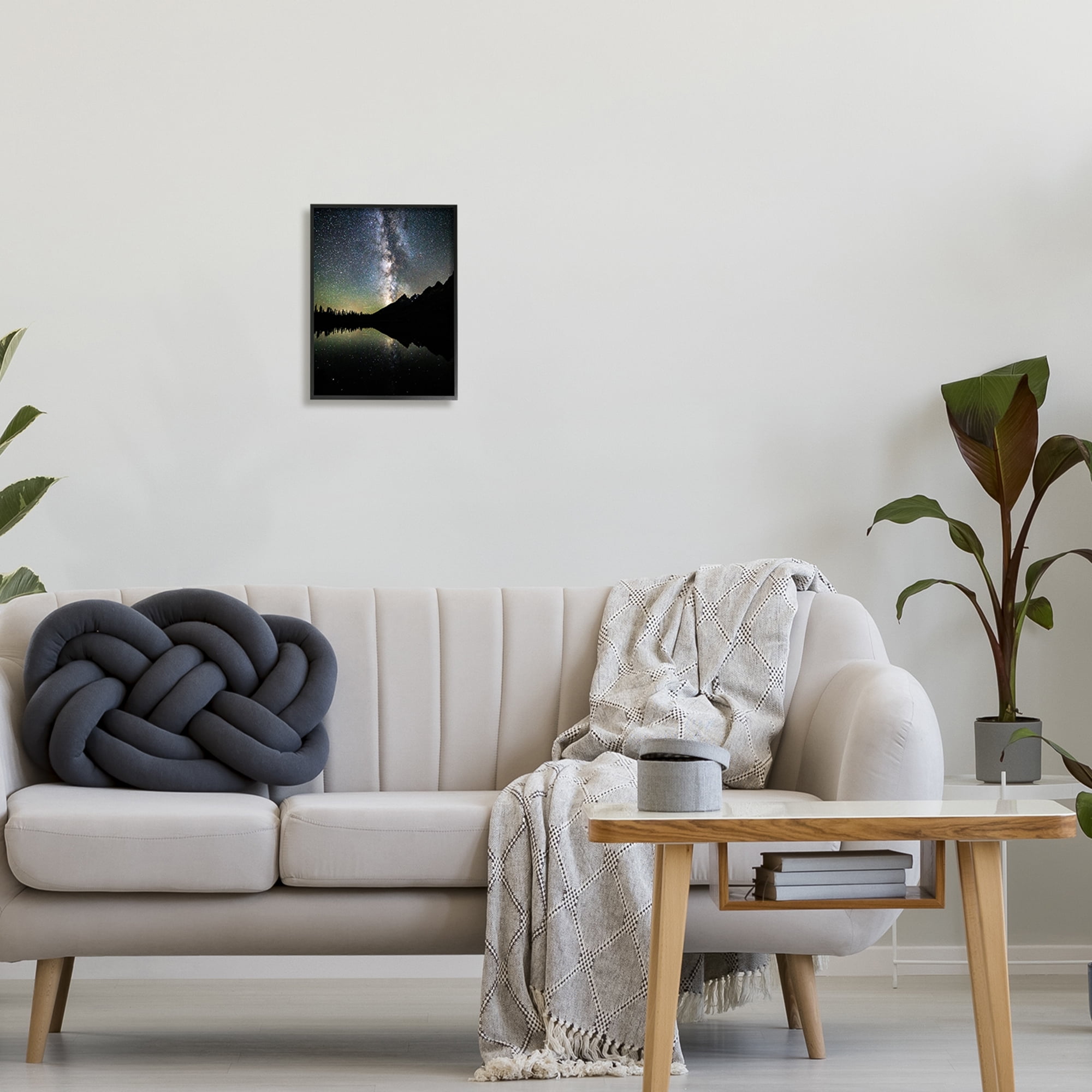 Stupell Industries Starry Sky Lake Reflection Landscape Photography Black Framed Art Print Wall Art, 11 x 14