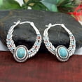 thumbnail image 3 of Pendientes colgantes de compromiso boho vintage con gancho y piedras preciosas turquesa para boda, 3 of 8