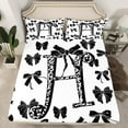 thumbnail image 2 of Feelyou Modern Monogrammed H Queen Sheet Sets, Kawaii Princess Black Bow Flat Sheet, Fashion Initial Letter Queen Fitted Sheet, Super Cozy Room Decor, 4 Pieces, 2 of 7