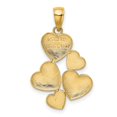 thumbnail image 3 of 14k Yellow Gold and Rhodium Heart Pendant for Women, Five Heart Cluster Charm with Polished and Textured Finish, Two-Tone Romantic Jewelry Symbolizing Love, Unity, Family, Elegant Style, 3 of 6