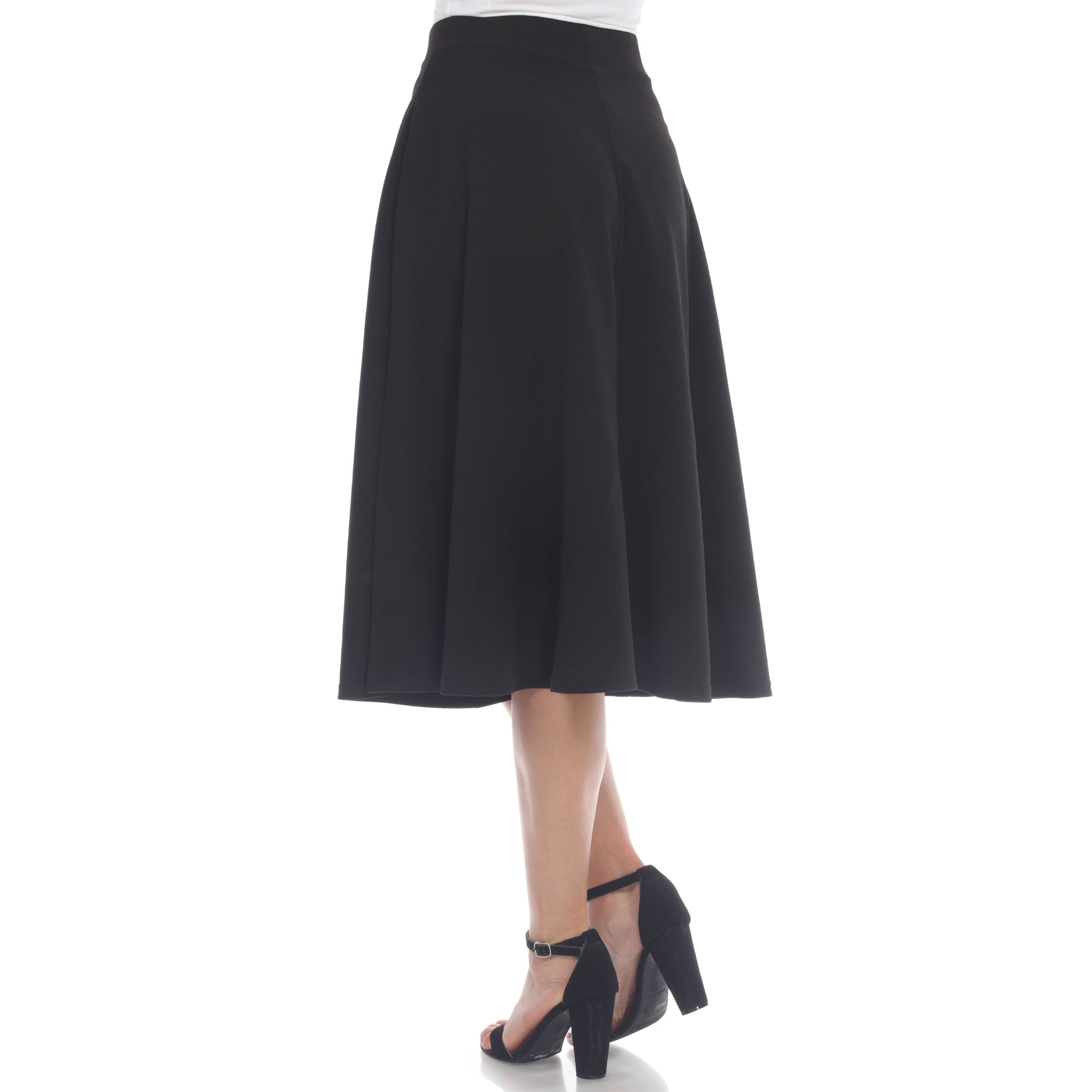 White Mark Women's Flared Midi Skirt