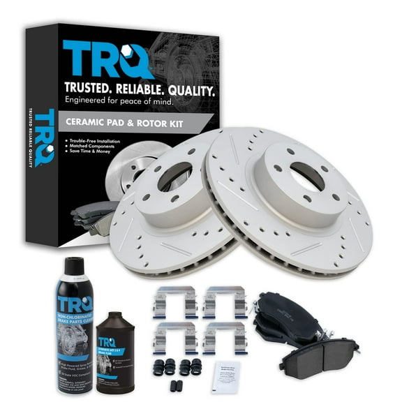 TRQ Front Ceramic Brake Pad & Performance Rotor Kit w/Chemicals for Scion Subaru BKA21559 Fits select: 2011-2016 SUBARU IMPREZA, 2013-2016 TOYOTA SCION FR-S