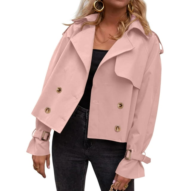 Gabardina corta Tankaneo para mujer con doble botonadura y solapa