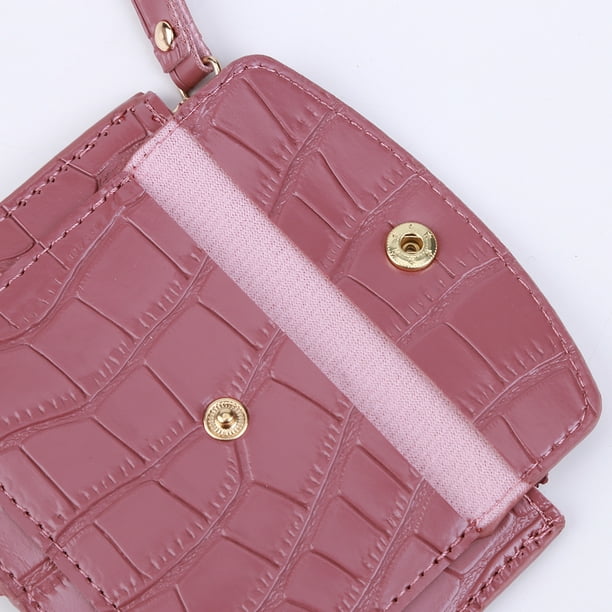 Bolsa Cartera sencilla para mujer, llavero de cuero, pequeño para tarjetas, monedero (rojo rosa) Likrtyny Para Estrenar