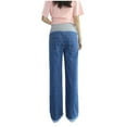 thumbnail image 4 of Bovxnpu Maternity Clothes For Women, Women's Maternity Jeans Over Belly Wide Leg Denim Pants, Solid Color Elastic Waist Pockets Full Length Pants Jeans XXL, 4 of 5