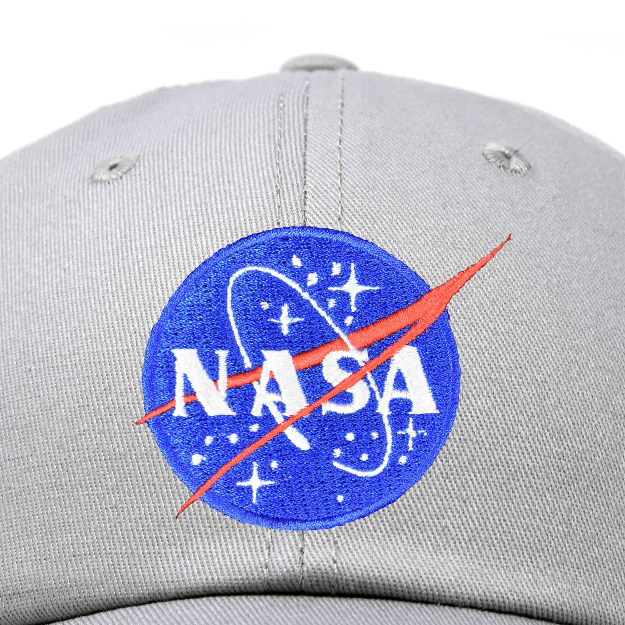 Dalix NASA Embroidered Mens Womens Cotton Dad Hat Baseball Cap Adjustable in Gray