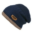 thumbnail image 6 of Vbiger Winter Beanie Hat Scarf Set Warm One Size Hat Thick Knit Skull Cap For Men Women, Navy Blue, 6 of 9