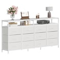 thumbnail image 1 of Centre de Divertissement de 63 Pouces avec 12 Tiroirs en Tissu, Commode Meuble Télé avec Étagères Ouvertes, Console Multimédia Moderne Commode, Cadre en Acier Robuste, Rayure Tigre/blanc/noir, 1 of 8