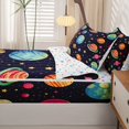thumbnail image 5 of Manfei Cute Cartoon Space Planets Zipper Twin Comforter Sets with Fitted Sheet and 2 Pillowcases,Celestial Stars Zipper Bedding Set,Black,Colorful Stars Reversible,4pcs, 5 of 8