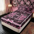 thumbnail image 2 of meiyoeat Sparkle Butterfly H Letter Zipper Twin Comforter Sets with Fitted Sheet and 2 Pillowcases for Women Girls, Fashion Boho Damask Flower Zipper Bedding Set, Black Pink, Black Reversible, 4pcs, 2 of 6