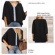 thumbnail image 4 of Camisa de gasa de manga 3/4 con cuello en V, blusa holgada estampada de gran tamaño, camiseta para mujer de verano, 4 of 5