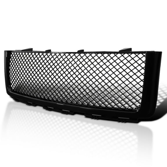 Spec-D Tuning Glossy Black Mesh Front Bumper Grille Compatible with 2007-2013 GMC Sierra 1500 / Denali / 2009-2013 Hybrid Models