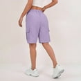 thumbnail image 5 of Womens Cargo Shorts Elastic Waist Knee Length Bermuda Shorts Summer Outdoor Waterproof Hiking Pants with Pockets Light Purple XL, 5 of 7