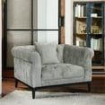 thumbnail image 2 of Armen Living Glamour Tufted Fabric Upholstered Accent Chair in Black and Beige, 2 of 5