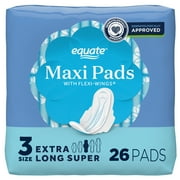 Equate Maxi Pads with Flexi-Wings, Extra Long Super Absorbency, Size 3, 26 Count