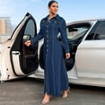 thumbnail image 3 of Women Long Sleeve Denim Maxi Dress Lapel Collar Button Front Slim Fit Long Dresses for Fall Winter Evening Party Daily Outing, 3 of 6