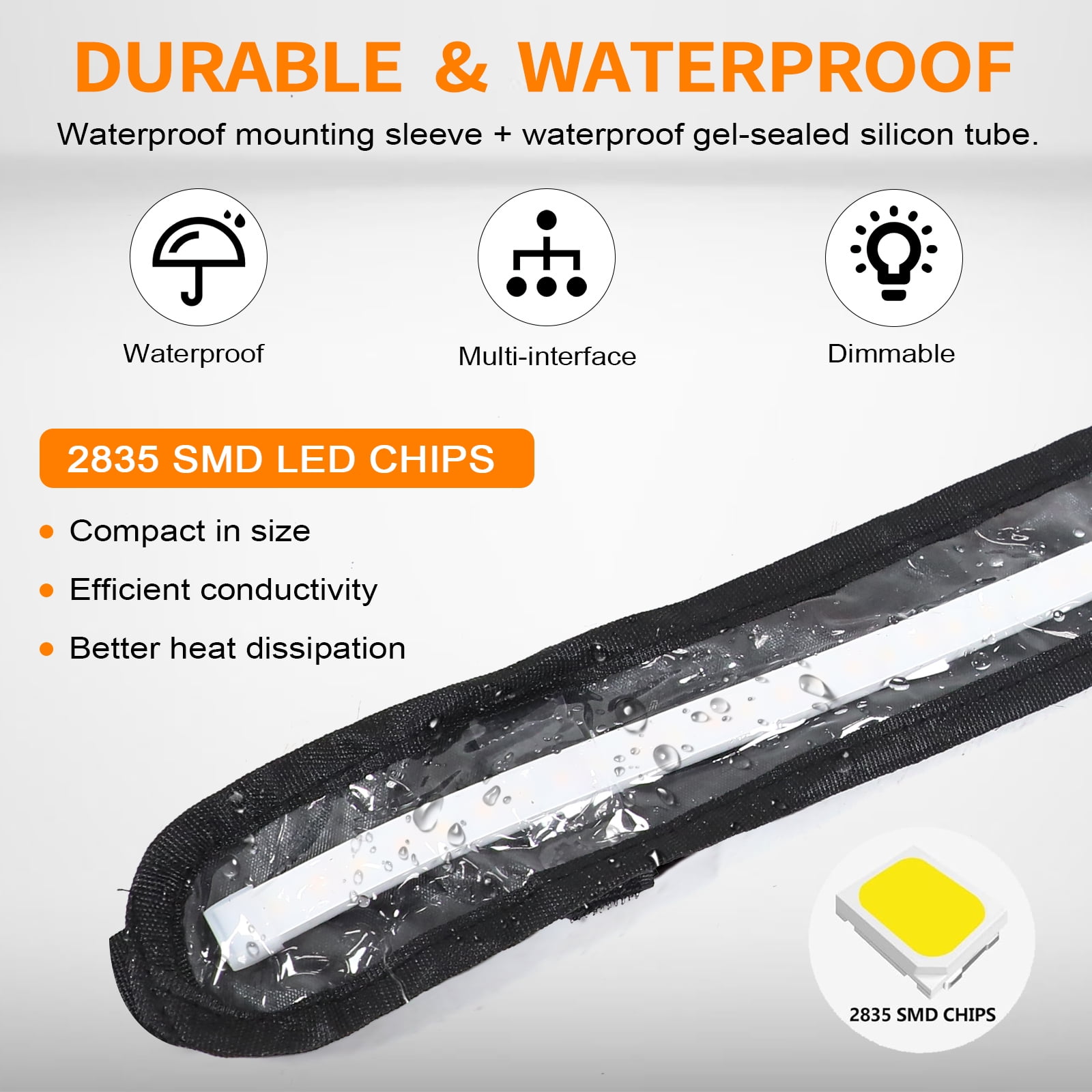 12v Led Light Strip RV Awning Lights with 2835 LED Chips Cabinet Lights, Waterproof IP65 Camping Light Flexible Strip for Outdoor Camping and Overland