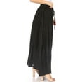 thumbnail image 4 of Sakkas Zarah Women's Boho Embroidery Gypsy Skirt with Lace Elastic Waist Pockets - Black - Plus Size, 4 of 5