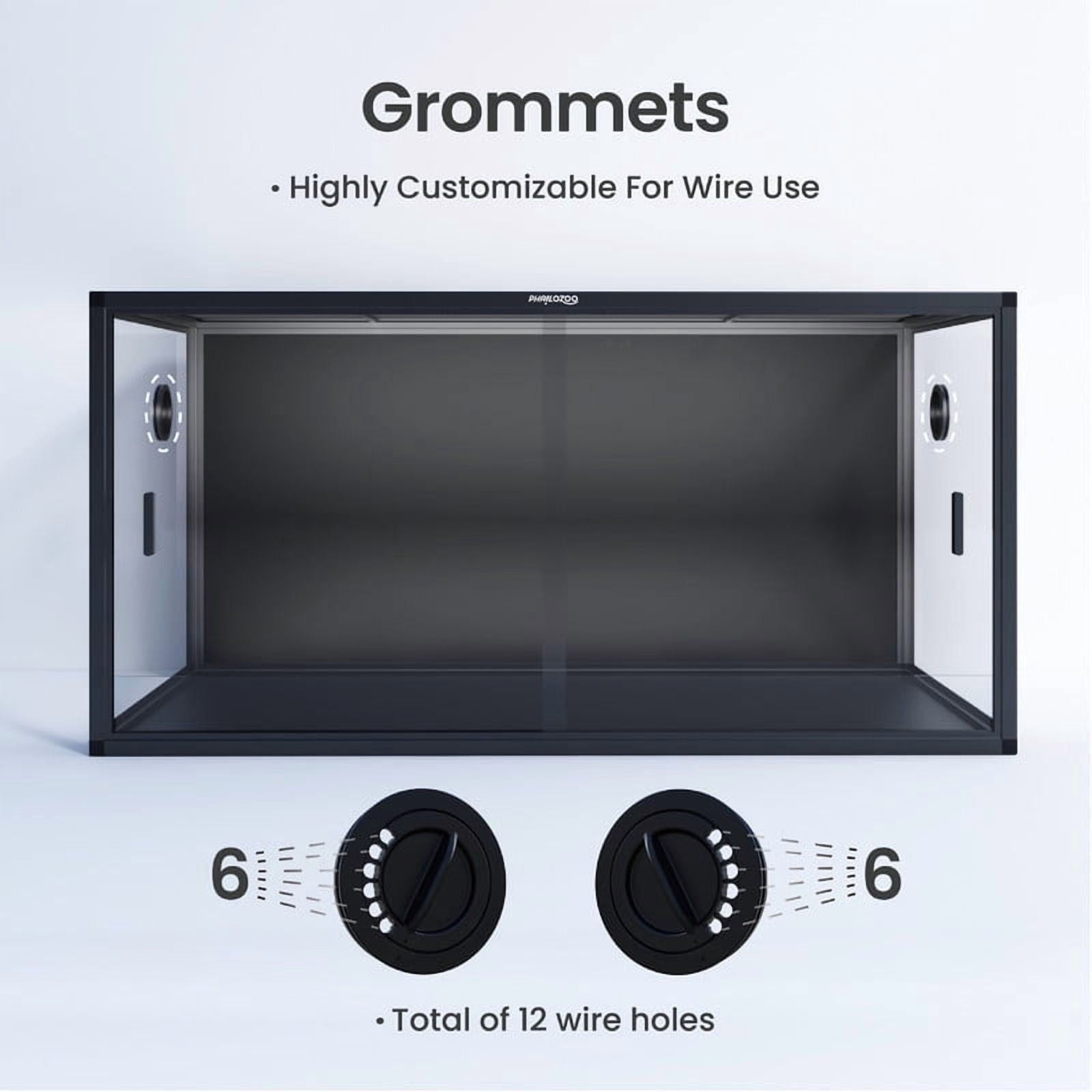 Phailozoo 4x2x2 Reptile Terrarium Enclosure with Ventilation, Stackable, Black