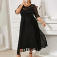 thumbnail image 5 of Women Lace Party Dresses Plus Size 3/4 Sleeve High Split Chiffon Formal Dress Old Womens Wedding Guest Dress Black, 3XL, 5 of 7