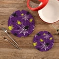 thumbnail image 2 of GZHJMY 2PCS Black and Yellow Spiders and White Spiderweb Trivets Pot Holders Set and Placemats Set, Table Mats for Cooking and Baking, Cotton Braided Hot Pads, 7.09"+9.45", 2 of 7