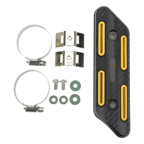 Protector térmico para tubo de escape, universal, para tubo de 27 a 51 mm, motocicletas, vehículos todo terreno, bicicletas de montaña, scooters, color amarillo Jadeshay A
