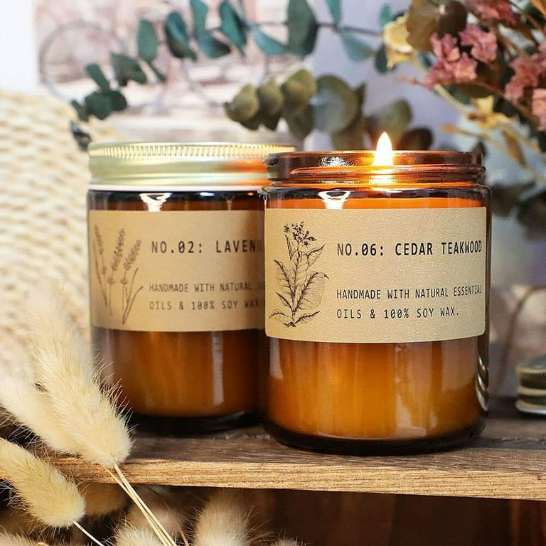 4 Pack Candles for Home Scented | Premium Rose Teakwood Scented Candles |  7oz Clear Jar Aromatherapy Candles | Up to 50 Hours Long Burning Time