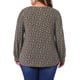thumbnail image 3 of Blusa de mujer de talla grande Agnes Orinda, de manga larga, con pliegues, escote en V, floral, elegante y casual, talla 3X, color marrón y naranja, 3 of 6