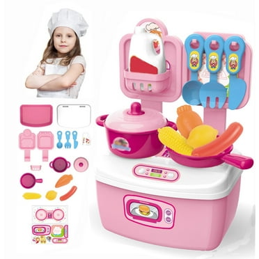 17Pcs Kitchen Pretend Play Toys Set for Toddlers,Play Kitchen Accessories for Kids,Realistic Cooking Playset,Kitchen Toys,Pink Pots and Pans,Kid Appliances,Gifts for Girls Aged 2 
