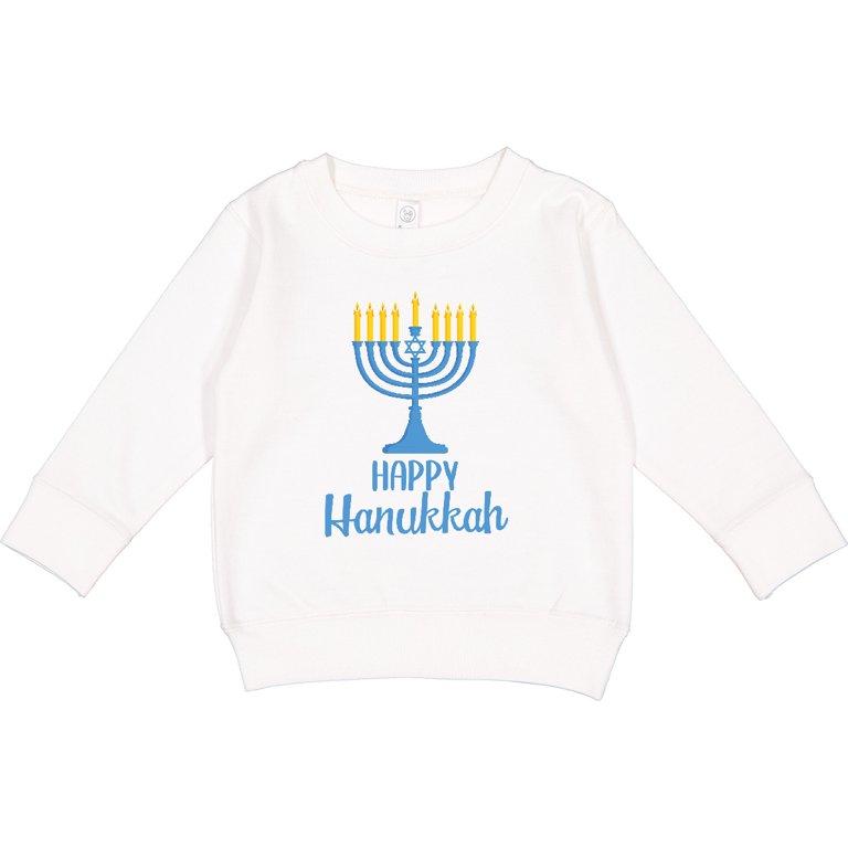 Happy Hanukkah With Blue Menorah Toddler Sweatshirt photo 2