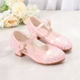 thumbnail image 5 of Gubotare Dress Shoes Girls Girls Heels Mary Jane Shoes - Round Toe with Rhinestone Strap- Easy on Off (Pink,Little Kids 13), 5 of 6