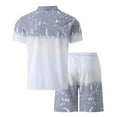 thumbnail image 5 of VBTAPA Clearance Sale! Summer Outfits for Men 2 Piece Printed Polo Shirt and Shorts Set Fashion Casual Vacation Beach Tracksuit with Pockets Silver S, 5 of 9