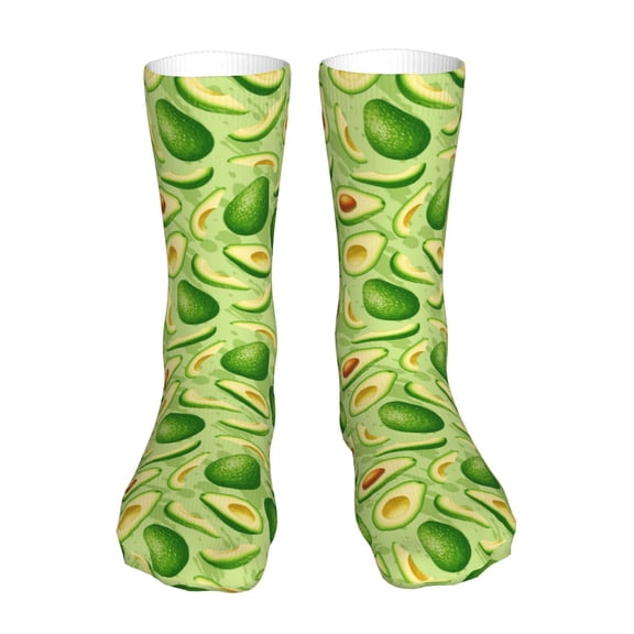 KLL Green Avocado Print Womens Crew Socks Athletic Middle Tube Long Socks Novelty Socks Gifts For Men