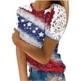thumbnail image 1 of Camisas de Manga Corta para las Mujeres Impresión Cuello Redondo Suéter Encaje Camisa, Blusa de Verano Casual para las Mujeres, 1 of 5