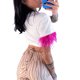 thumbnail image 3 of Txlixc Blusa de manga corta con dobladillo de avestruz Txlixc moda, 3 of 5