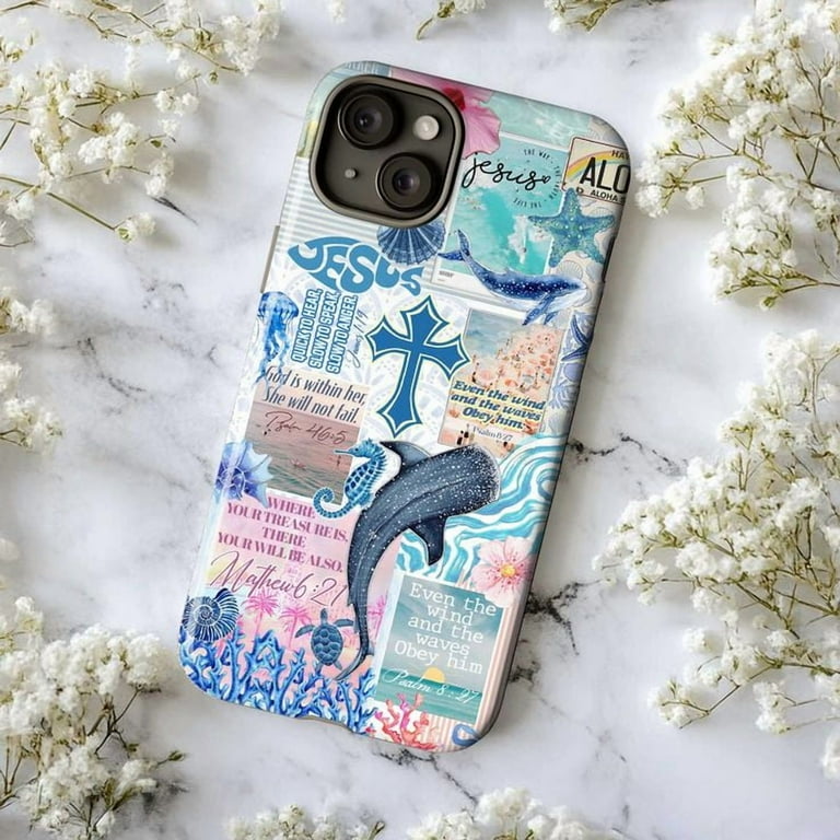 Christian Ocean Bible Verse Phone Case, Dolphin Cross Faith iPhone Cover, Inspirational Scripture Sea Life Design for iPhone 16 15 14 13 12 11 Pro Max ... Christian Ocean Bible Verse Phone Case, Dolphin Cross Faith iPhone Cover, Inspirational Scripture Sea Life Design for iPhone 16 15 14 13 12 11 Pro Max ...