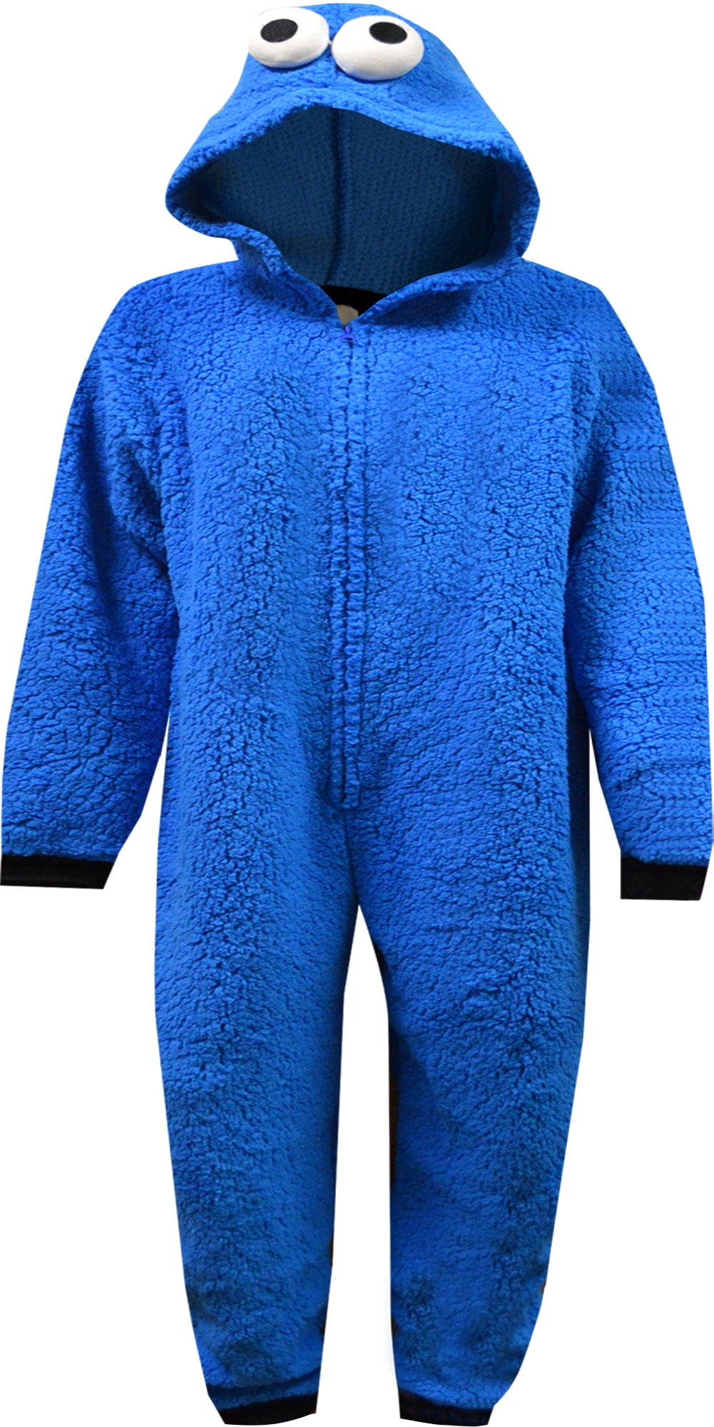 MJC International Mens Sesame Street Cookie Monster Hooded Union Suit Mens Pajamas Small Medium