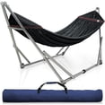 thumbnail image 1 of Tranquillo Adjustable Hammock Stand, Collapsible Camping Hammock and Stand, 650 lbs Capacity Deluxe Double Hammock Stand for 2 Persons, Portable Everywhere Easy Assembly Non-Slip and Noise-Free, Black, 1 of 8