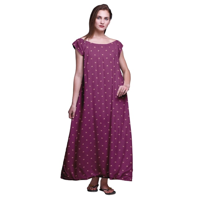 Bimba Pyjama pour Femmes Imprimé à Manches Courtes Longue Chemise de Nuit Tenue de Nuit pour Dames