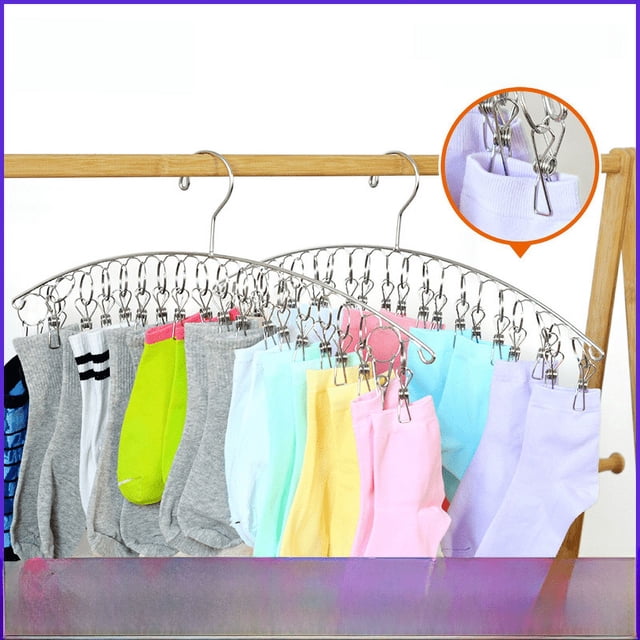 Tendedero curvo de acero inoxidable para ropa, tendedero para ropa de uso doméstico, percha para ropa, pinza para ropa, calcetines para secar ropa interior y calcetines