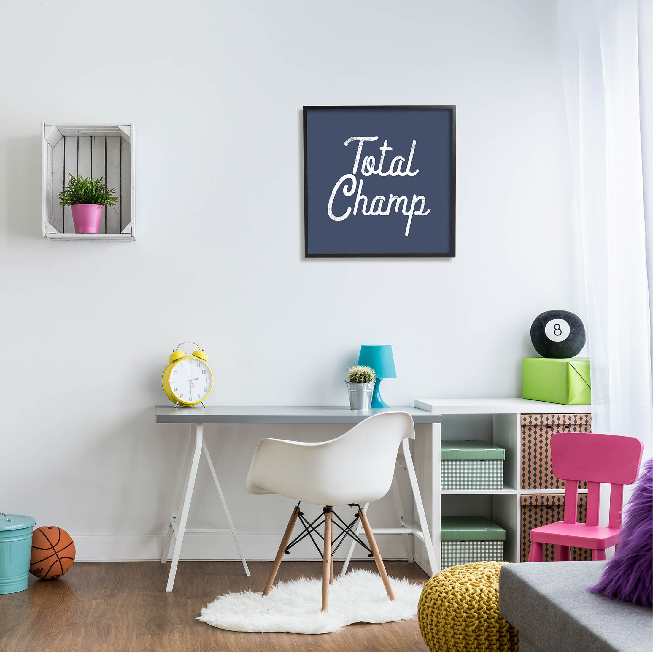 Stupell Industries Total Champ Vintage Phrase Graphic Art Black Framed Art Print Wall Art, Design by Lil' Rue
