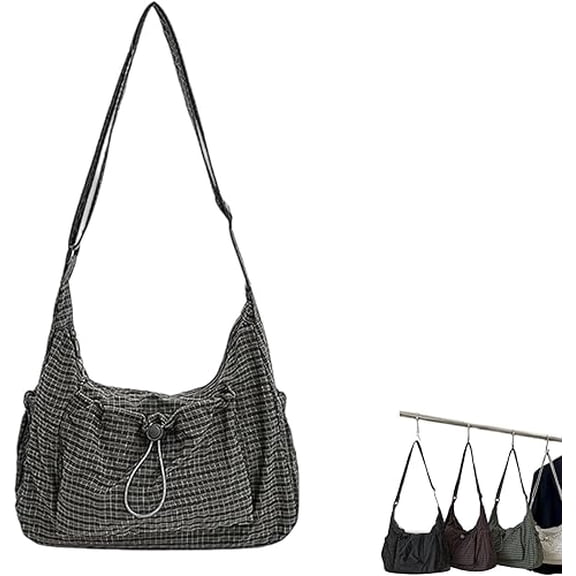 Plaid Casual Shoulder Bag for Women, Lightweight Checkered Crossbody Bag with Adjustable Strap(1Pcs, B)