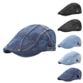 thumbnail image 3 of Gsakboxl Sun Hat Unisex Denim Cabbie Newsboy Cap Cotton Flat Driving Beret Hat Retro Casual Dad Cap for Men & Women, 3 of 4